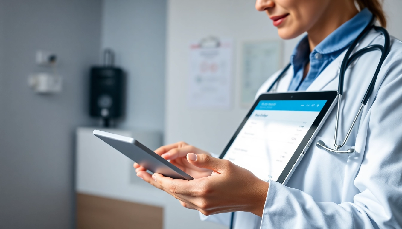 Healthcare professional using a tablet to showcase integrating eprescribing systems effectively.